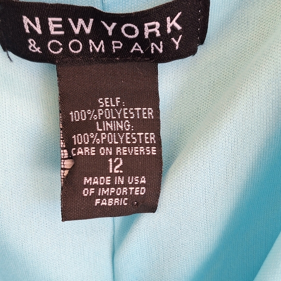 NewYork & Company Dress! Sz12 Sky Blue Ruched Wrap Bodice Spaghetti Strap - Picture 3 of 11
